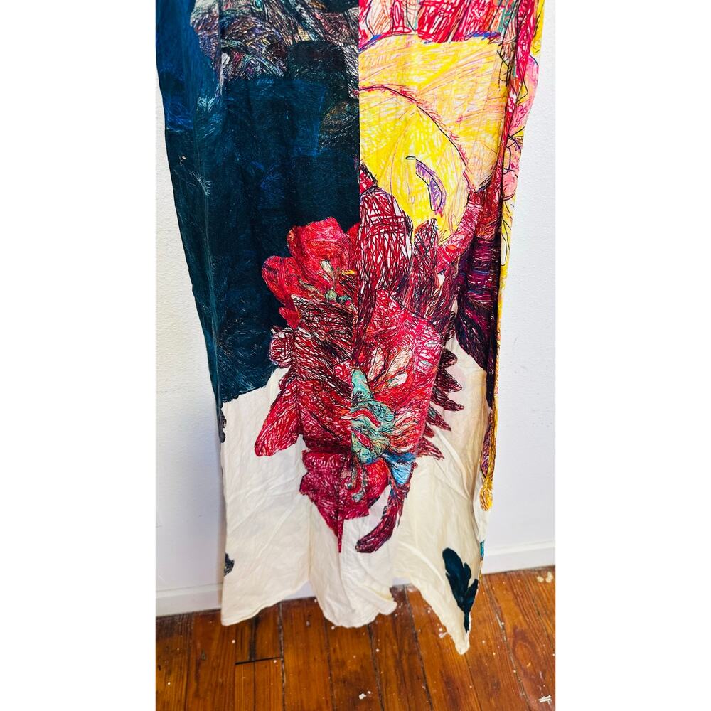 SAAKSHA & KINNI Multicolored Floral Daisy Crew Neck Short Sleeve Dress size XS - Picture 7 of 15